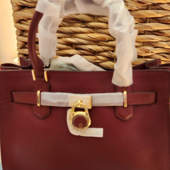 Michael Kors NWT Hamilton Medium Dark Cherry Leather Satchel - Picture 4 of 5